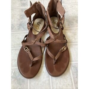 Guess GBG Cobell Strappy Gladiator Sandals Dusty Brown sz 8‎ Cognac Boho Casual
